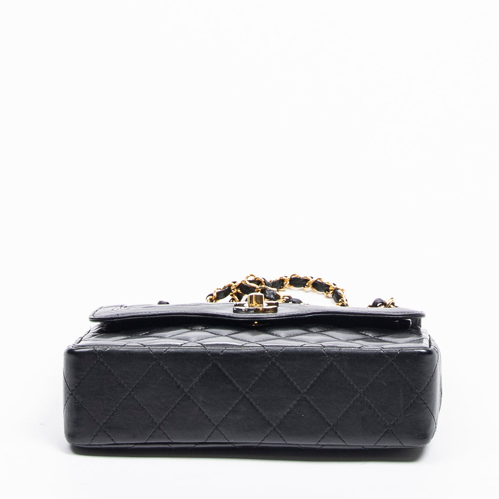 Shoulder Bag Paris Mini Double Flap Black Quilted Lambskin Leather