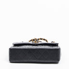 Shoulder Bag Paris Mini Double Flap Black Quilted Lambskin Leather