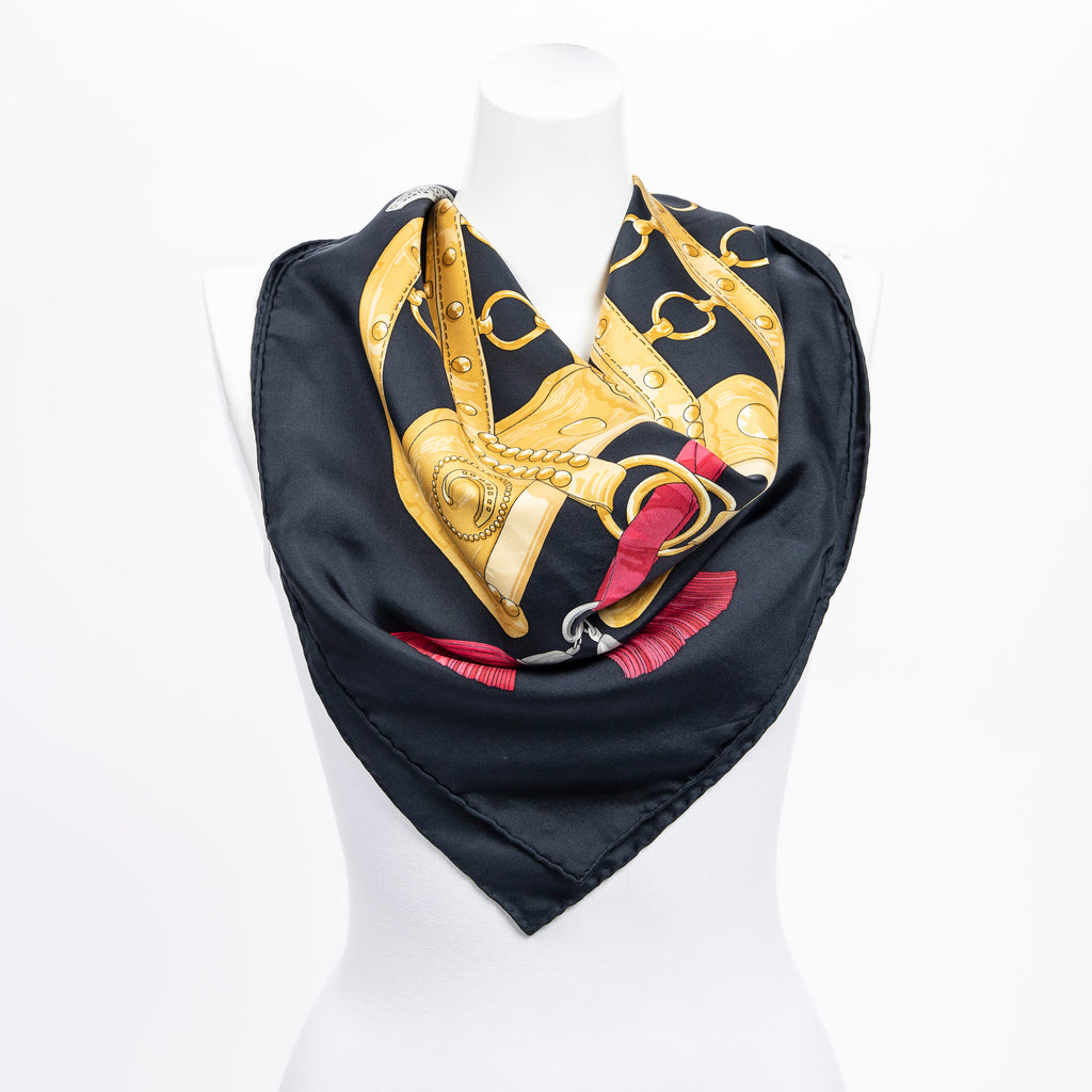 Scarf Scarf Aux Champs 90 Black 100% Twill Silk
