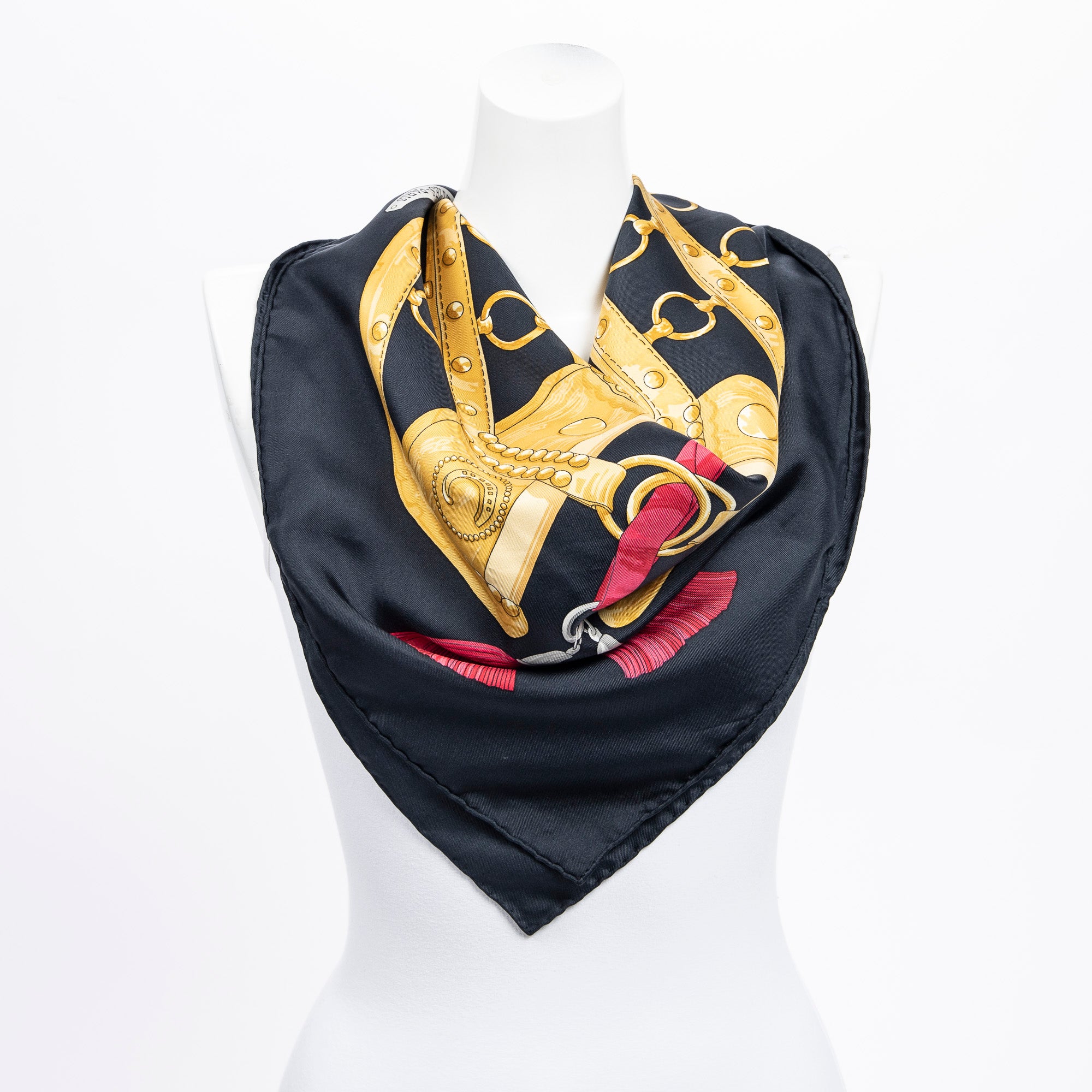Scarf Scarf Aux Champs 90 Black 100% Twill Silk