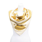 Scarf Scarf Poste et Cavalerie 90 Beige 100% Twill Silk