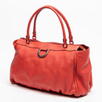 Shoulder Bag D Ring Shoulder Tote Red Grained Leather