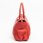 Shoulder Bag D Ring Shoulder Tote Red Grained Leather