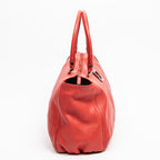 Shoulder Bag D Ring Shoulder Tote Red Grained Leather