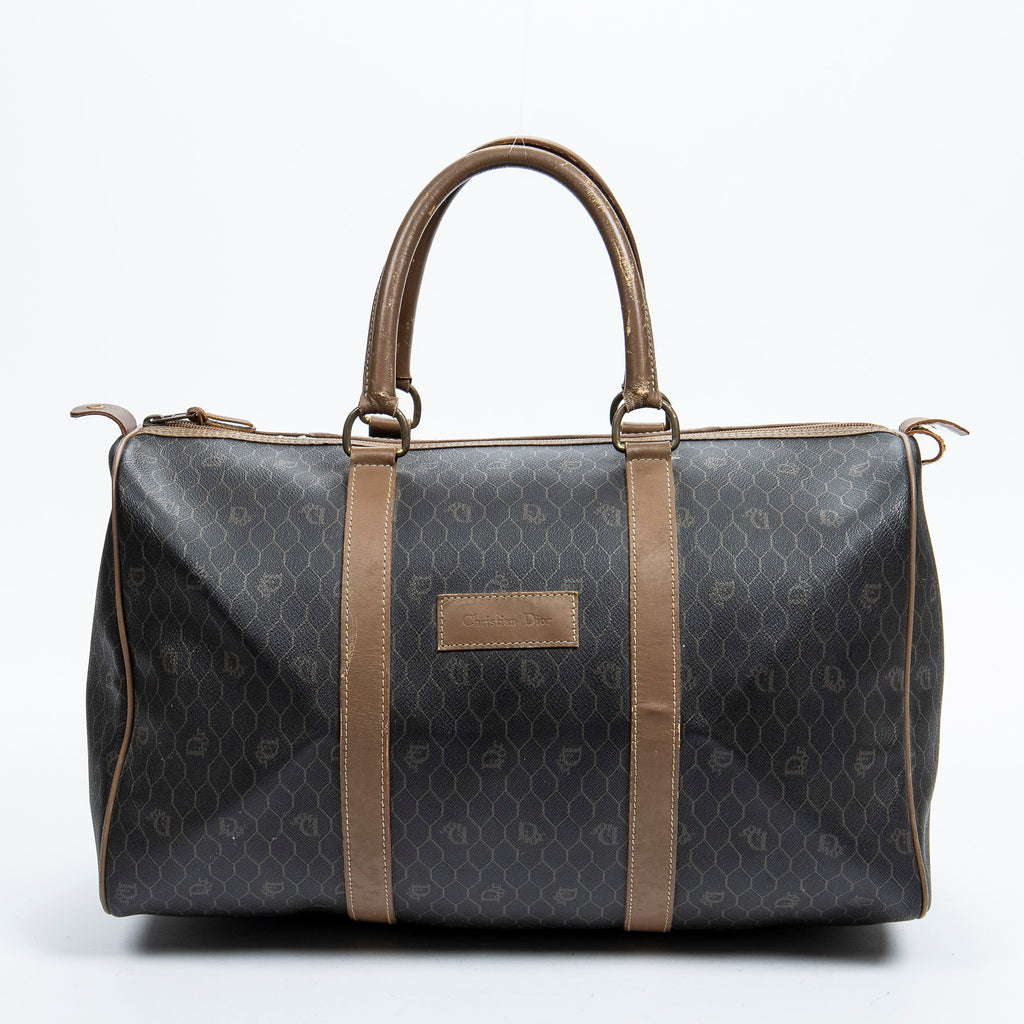 Travel Bag Boston Duffle Bag Black Honeycomb Coated Canvas