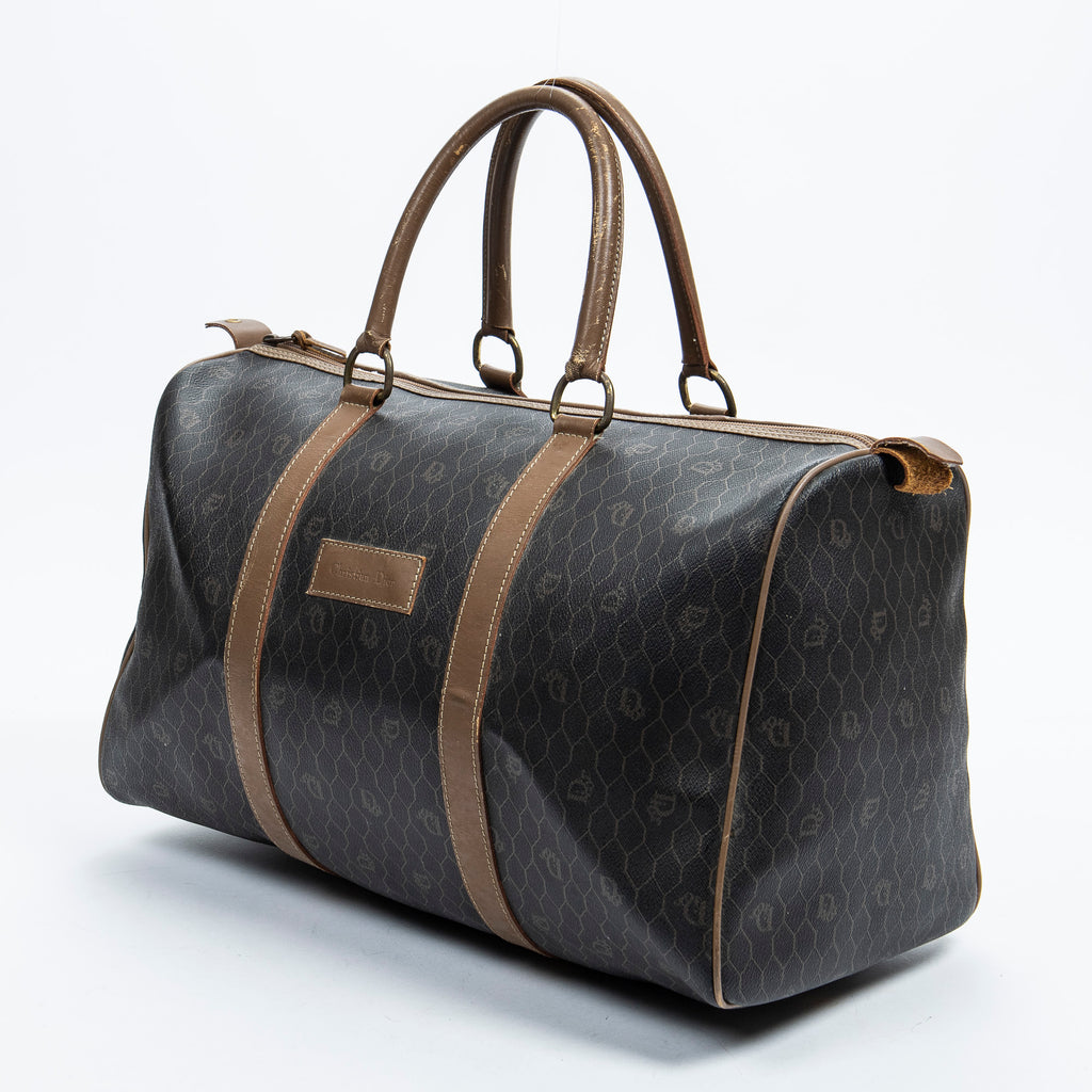Travel Bag Boston Duffle Bag Black Honeycomb Coated Canvas