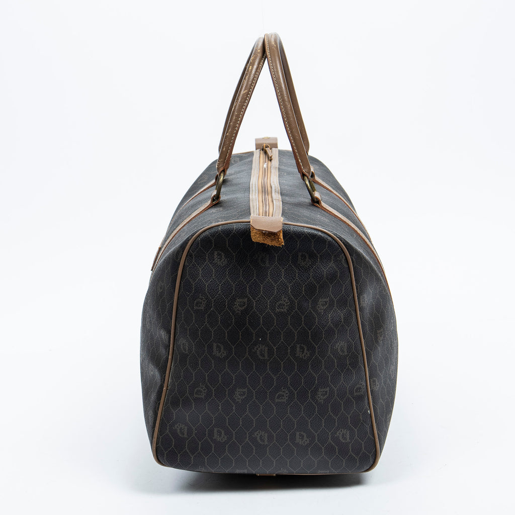 Travel Bag Boston Duffle Bag Black Honeycomb Coated Canvas