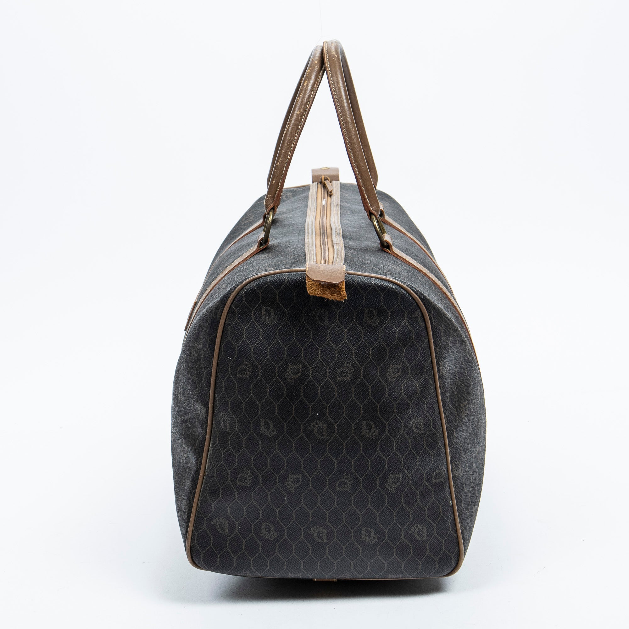 Travel Bag Boston Duffle Bag Black Honeycomb Coated Canvas