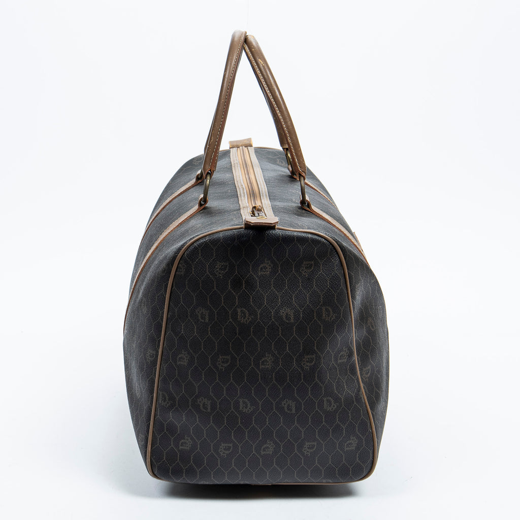 Travel Bag Boston Duffle Bag Black Honeycomb Coated Canvas