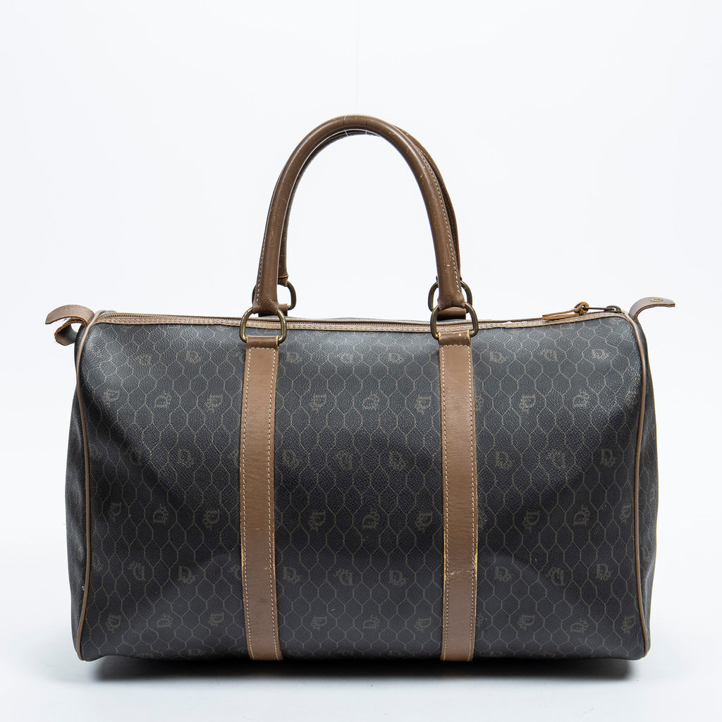 Travel Bag Boston Duffle Bag Black Honeycomb Coated Canvas