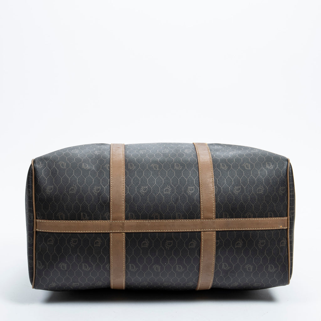 Travel Bag Boston Duffle Bag Black Honeycomb Coated Canvas