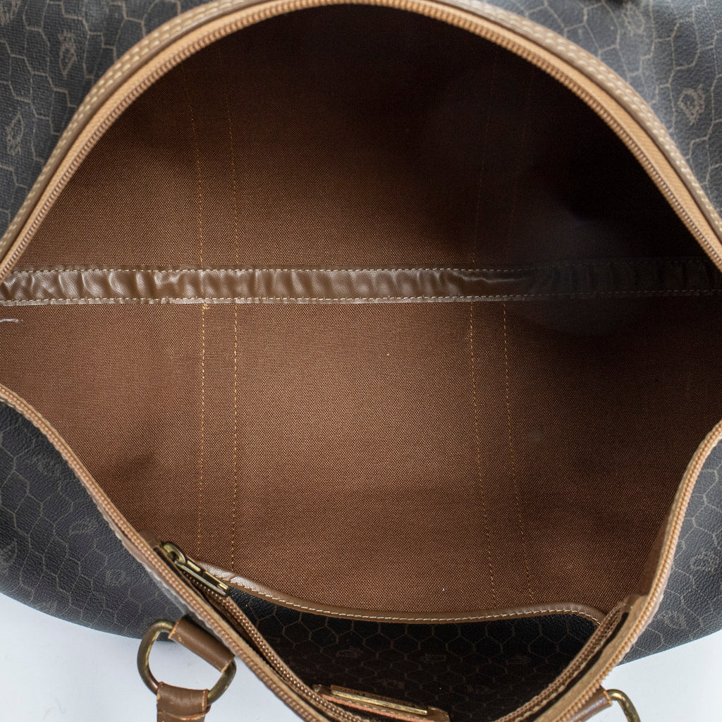 Travel Bag Boston Duffle Bag Black Honeycomb Coated Canvas
