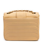 Shoulder Bag Mini Scallop Double Flap Beige Quilted Scallop Calfskin Leather