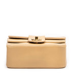 Shoulder Bag Mini Scallop Double Flap Beige Quilted Scallop Calfskin Leather