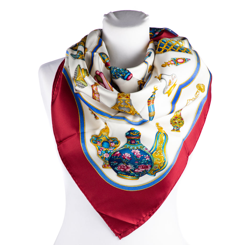 Scarf Scarf Qu'Importe le Flacon 90 Maroon 100% Twill Silk