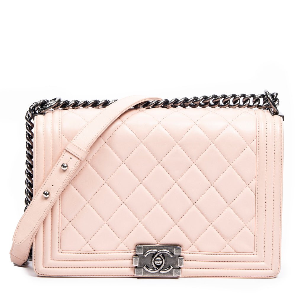 Shoulder Bag New Medium Boy Flap Pink Quilted Lambskin Leather