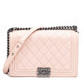 Shoulder Bag New Medium Boy Flap Pink Quilted Lambskin Leather