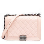 Shoulder Bag New Medium Boy Flap Pink Quilted Lambskin Leather