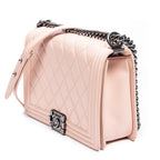 Shoulder Bag New Medium Boy Flap Pink Quilted Lambskin Leather