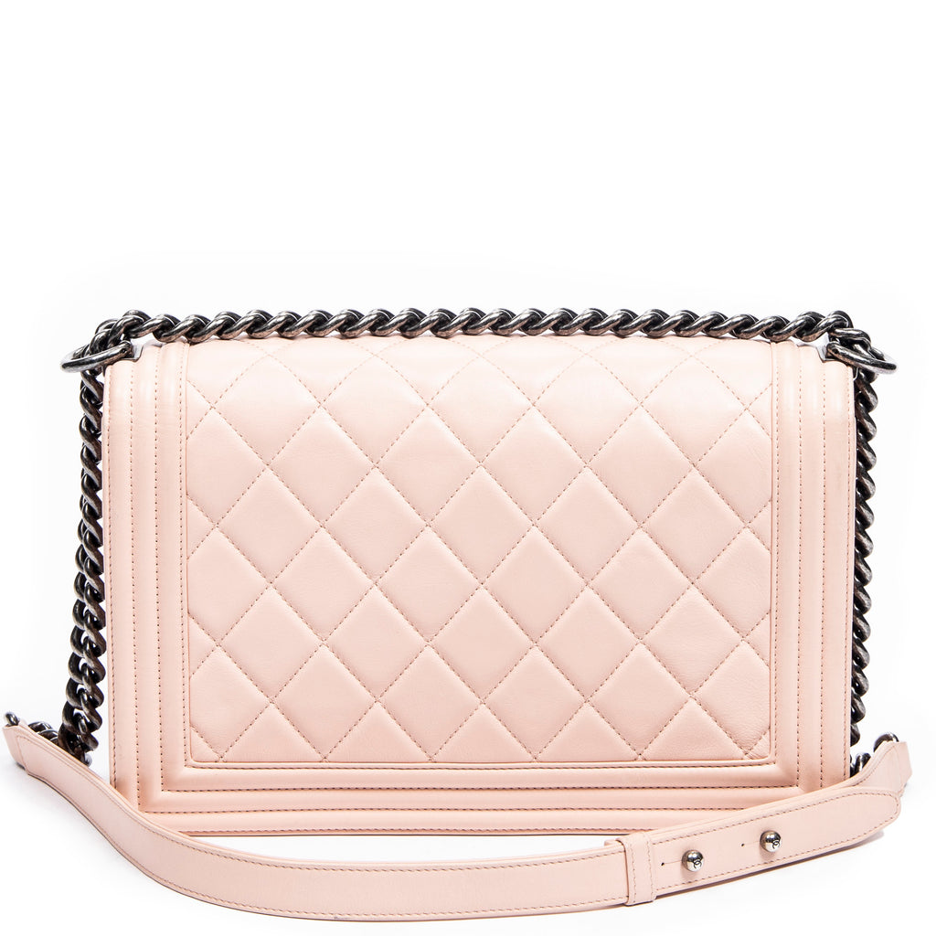 Shoulder Bag New Medium Boy Flap Pink Quilted Lambskin Leather
