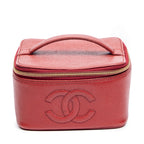Shoulder Bag CC Logo Vanity Case Red Caviar Leather