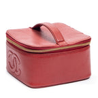 Shoulder Bag CC Logo Vanity Case Red Caviar Leather