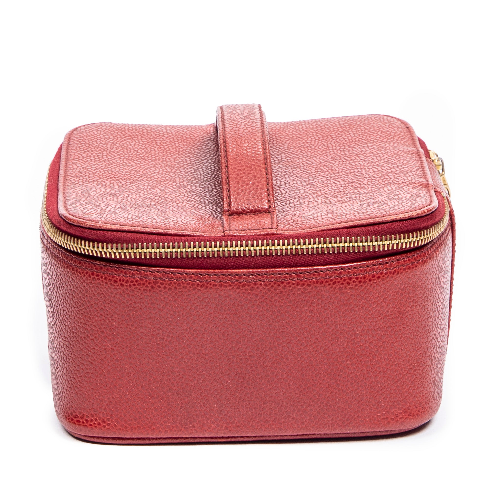 Shoulder Bag CC Logo Vanity Case Red Caviar Leather