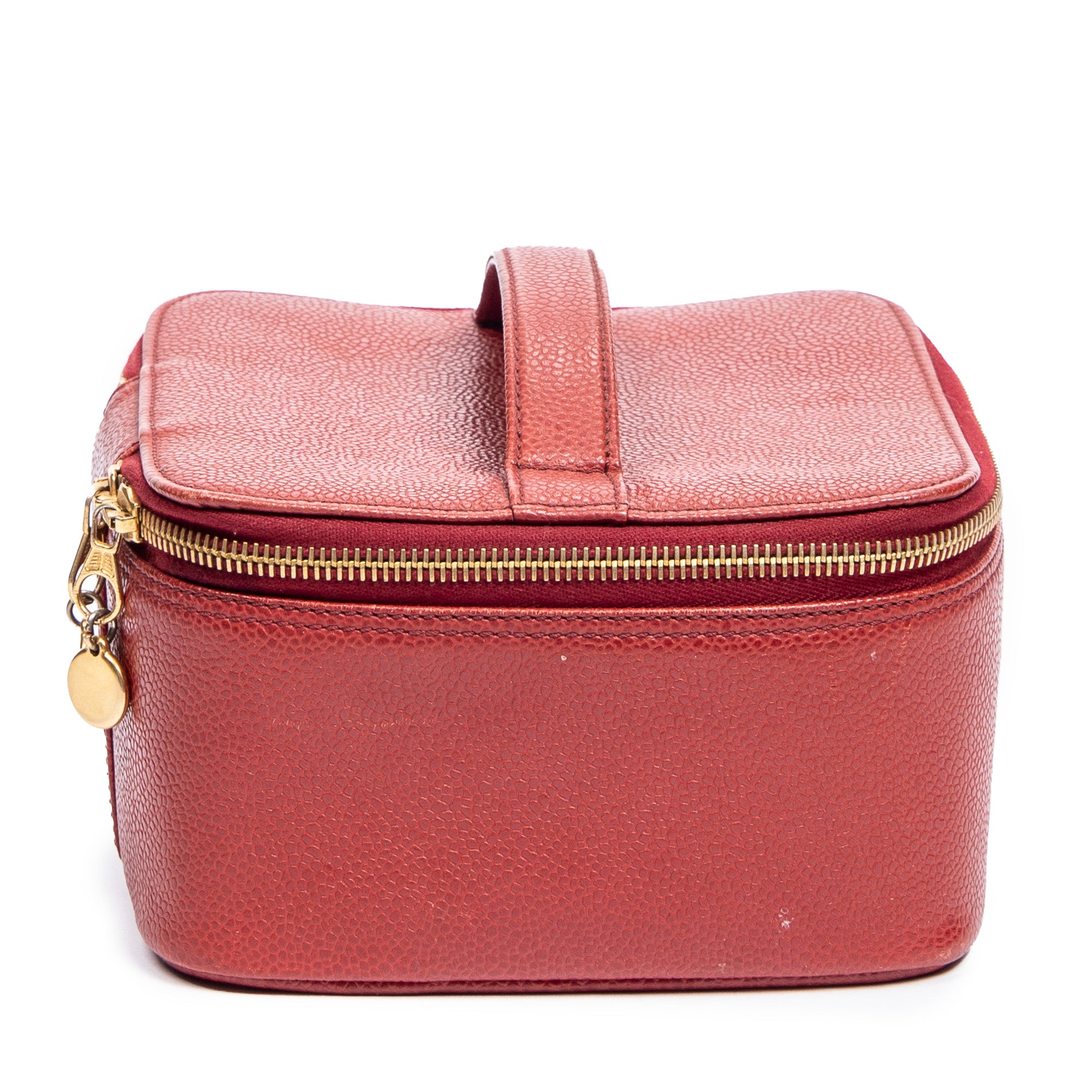Shoulder Bag CC Logo Vanity Case Red Caviar Leather
