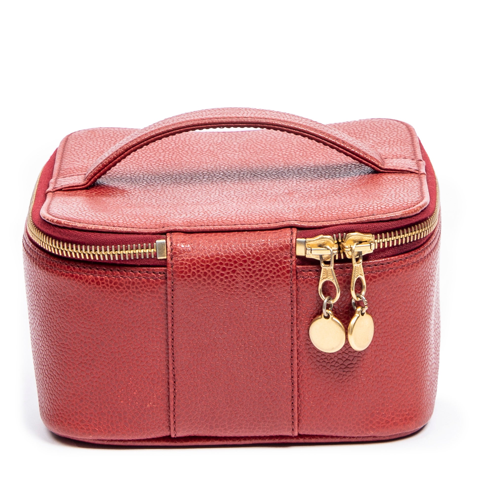 Shoulder Bag CC Logo Vanity Case Red Caviar Leather