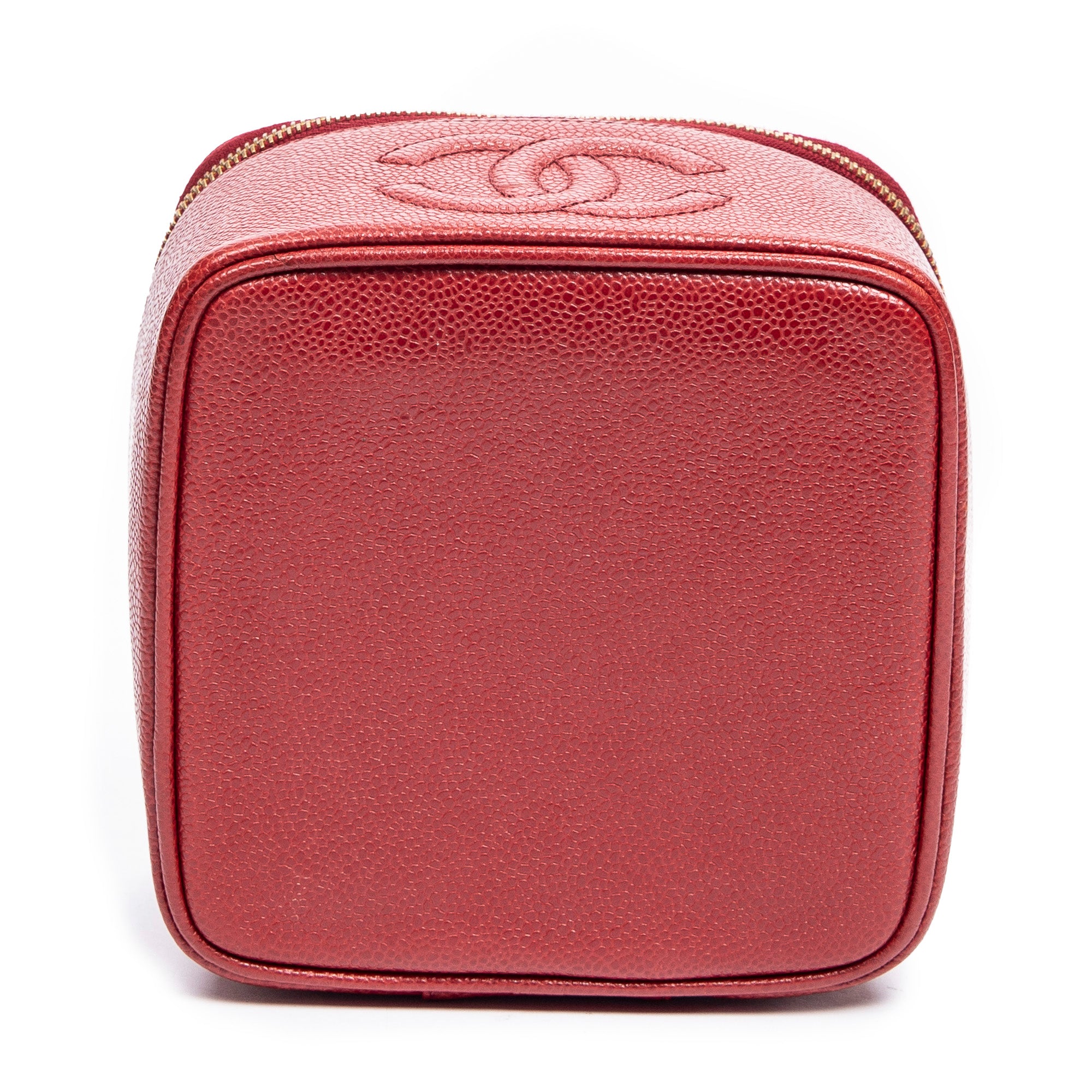Shoulder Bag CC Logo Vanity Case Red Caviar Leather