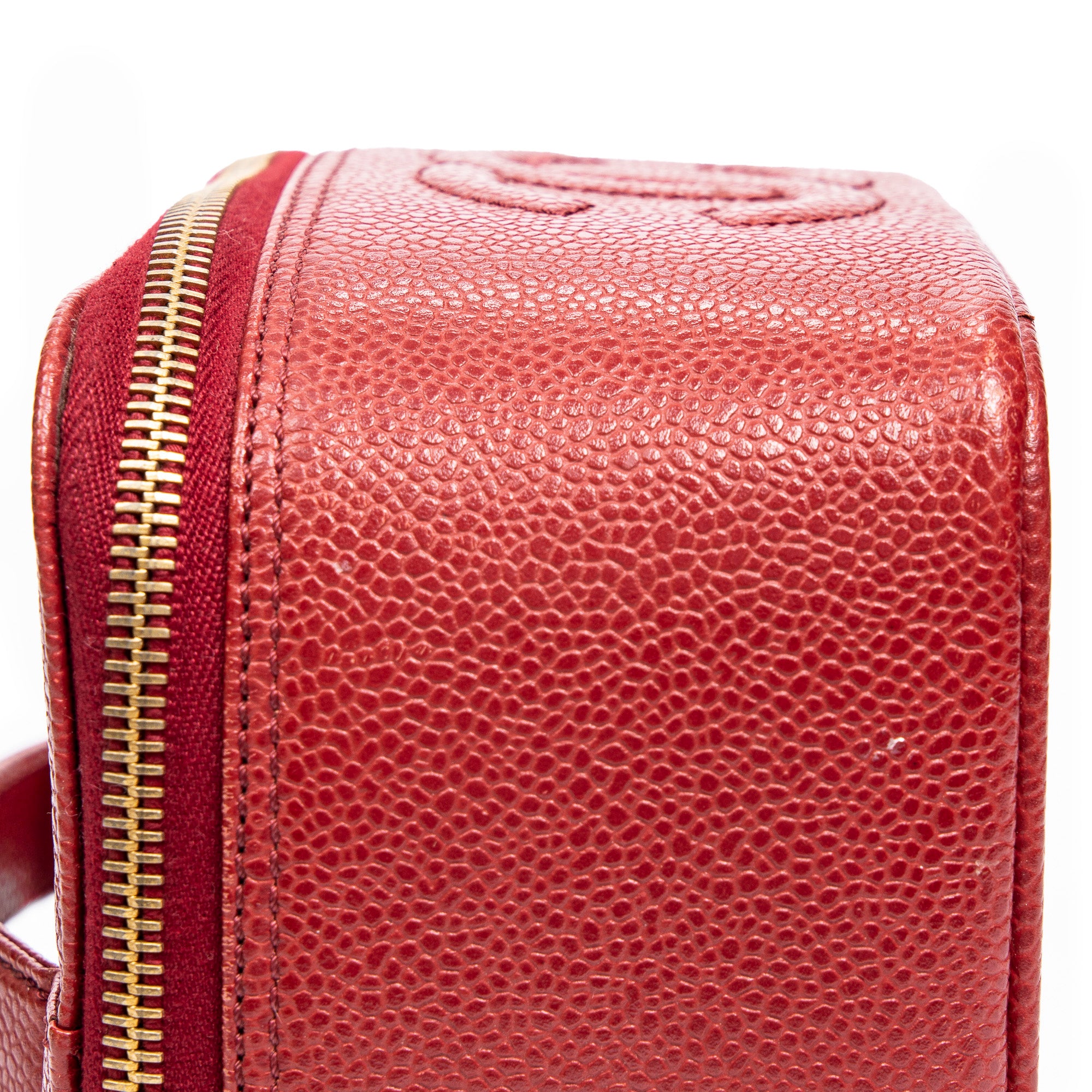 Shoulder Bag CC Logo Vanity Case Red Caviar Leather