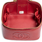 Shoulder Bag CC Logo Vanity Case Red Caviar Leather