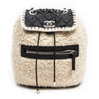 Sac à dos Coco Neige en nylon matelassé et shearling ivoire