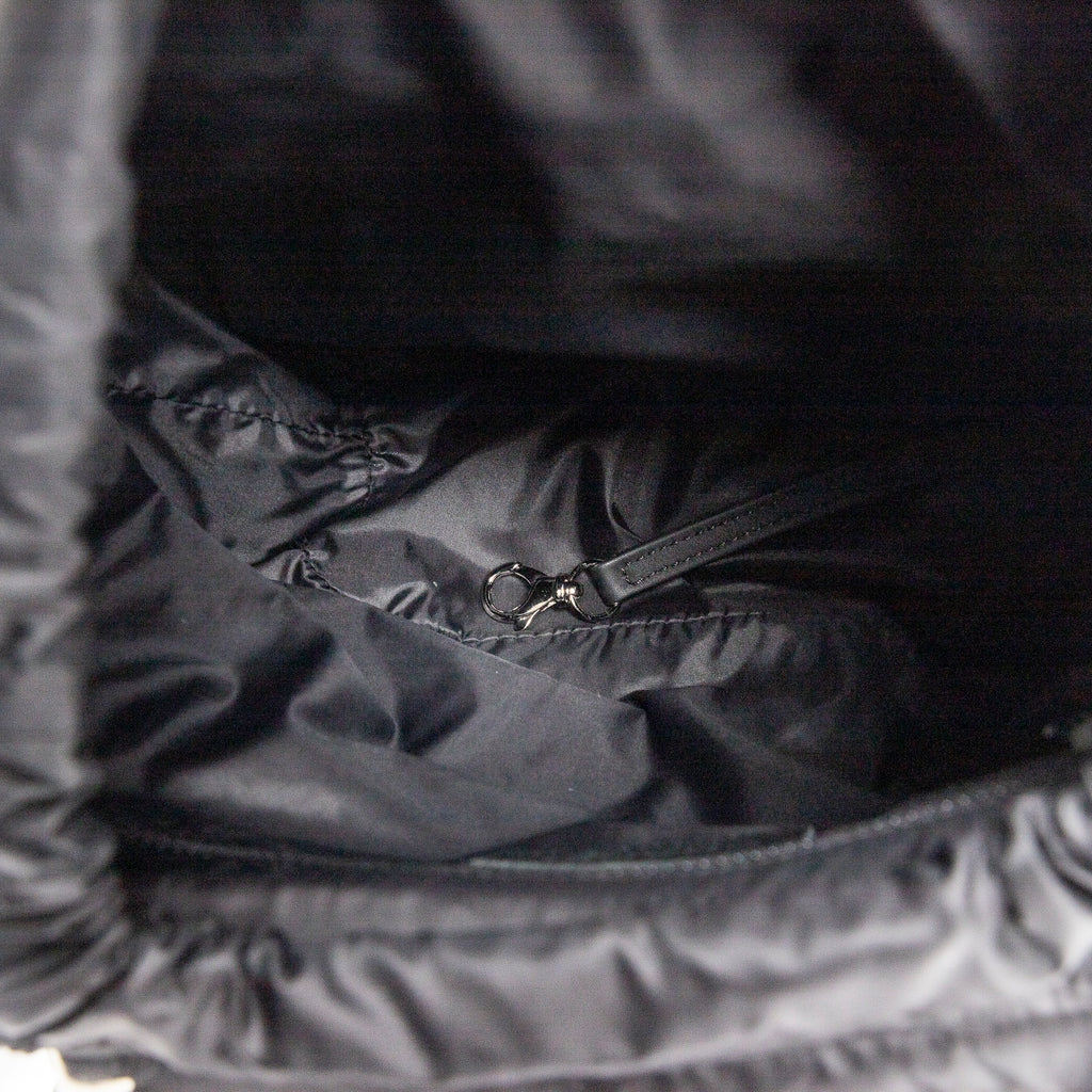 Sac à dos Coco Neige en nylon matelassé et shearling ivoire
