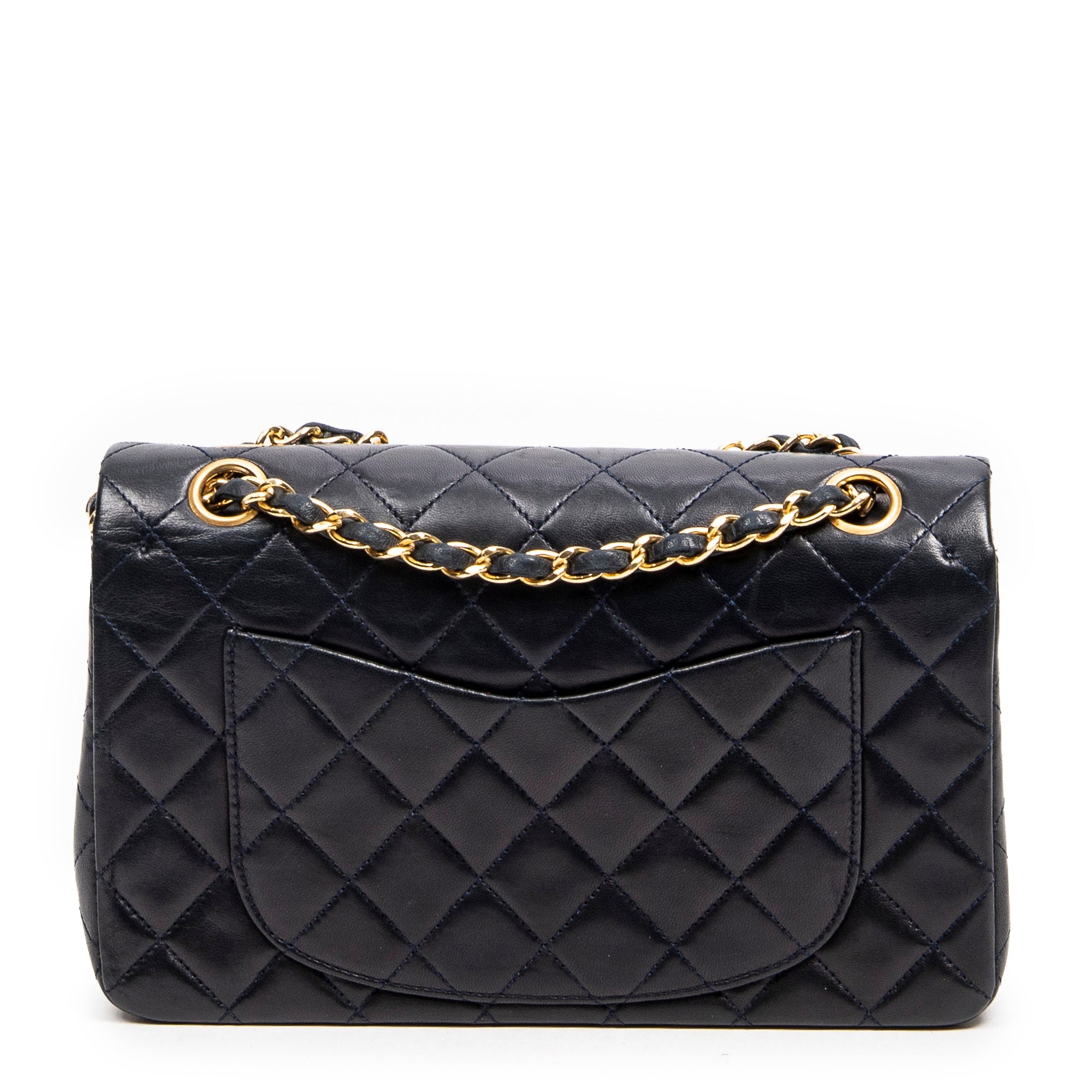 Shoulder Bag Classic Double Flap 23 Navy Quilted Lambskin Leather