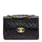 Shoulder Bag Jumbo Maxi XL Flap Black Quilted Lambskin Leather