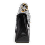 Shoulder Bag Jumbo Maxi XL Flap Black Quilted Lambskin Leather