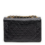 Shoulder Bag Jumbo Maxi XL Flap Black Quilted Lambskin Leather