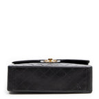 Shoulder Bag Jumbo Maxi XL Flap Black Quilted Lambskin Leather