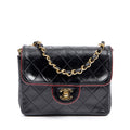 Shoulder Bag Mini Classic Chain Crossbody Flap Black Quilted Lambskin Leather