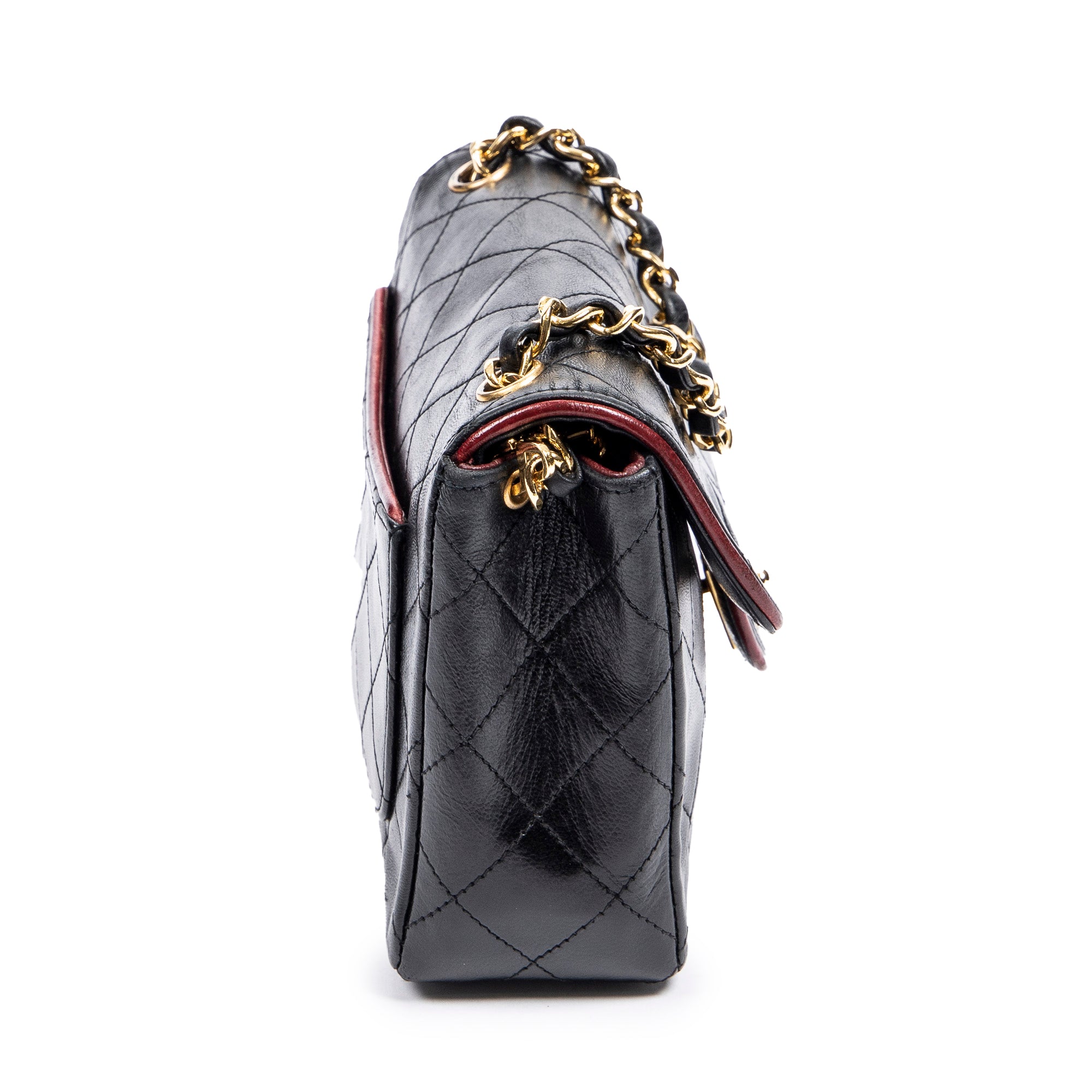 Shoulder Bag Mini Classic Chain Crossbody Flap Black Quilted Lambskin Leather