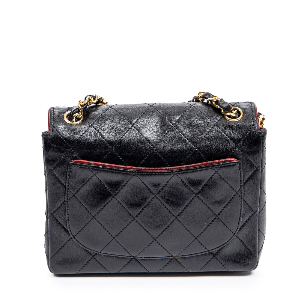 Shoulder Bag Mini Classic Chain Crossbody Flap Black Quilted Lambskin Leather