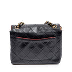 Shoulder Bag Mini Classic Chain Crossbody Flap Black Quilted Lambskin Leather