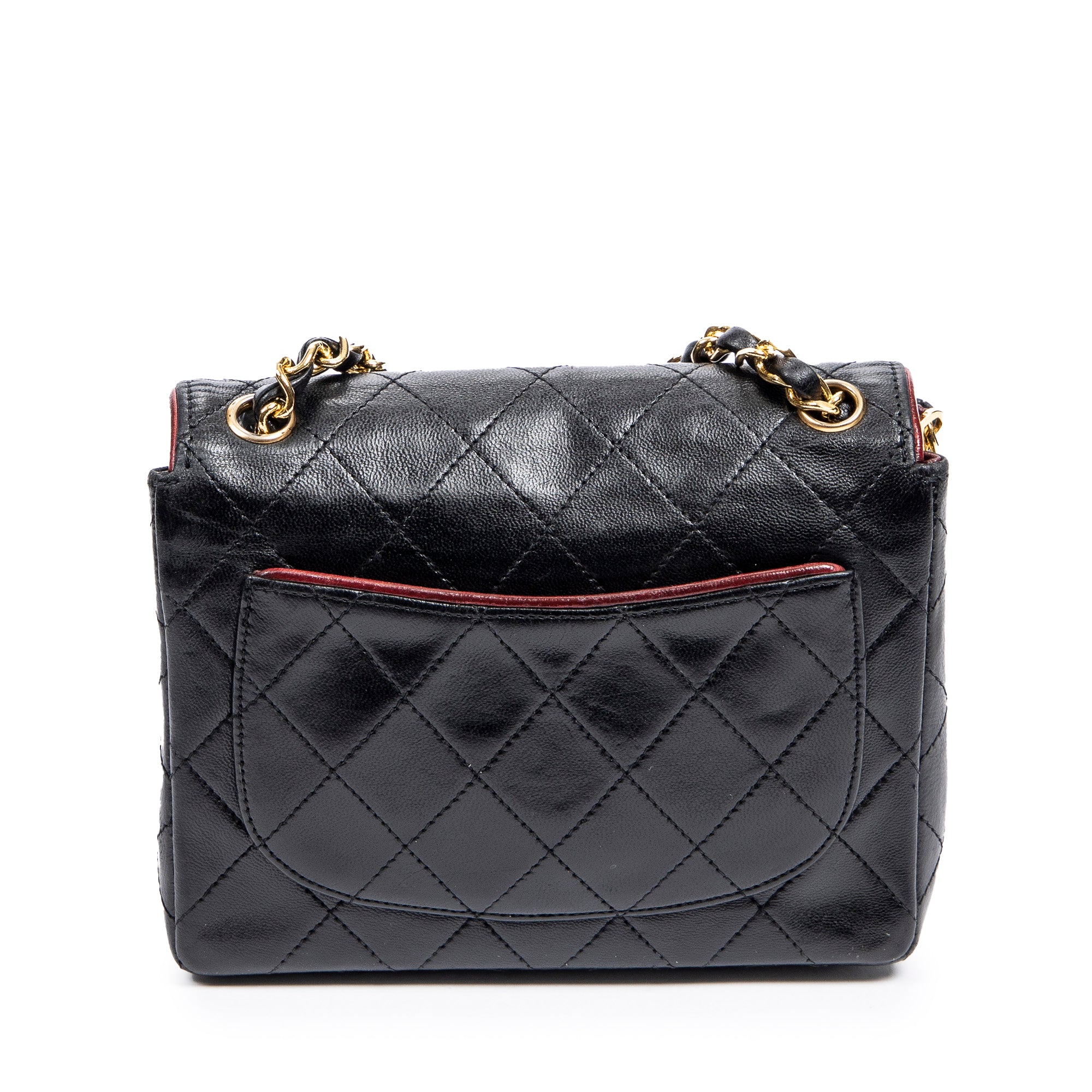 Shoulder Bag Mini Classic Chain Crossbody Flap Black Quilted Lambskin Leather
