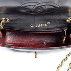 Shoulder Bag Mini Classic Chain Crossbody Flap Black Quilted Lambskin Leather