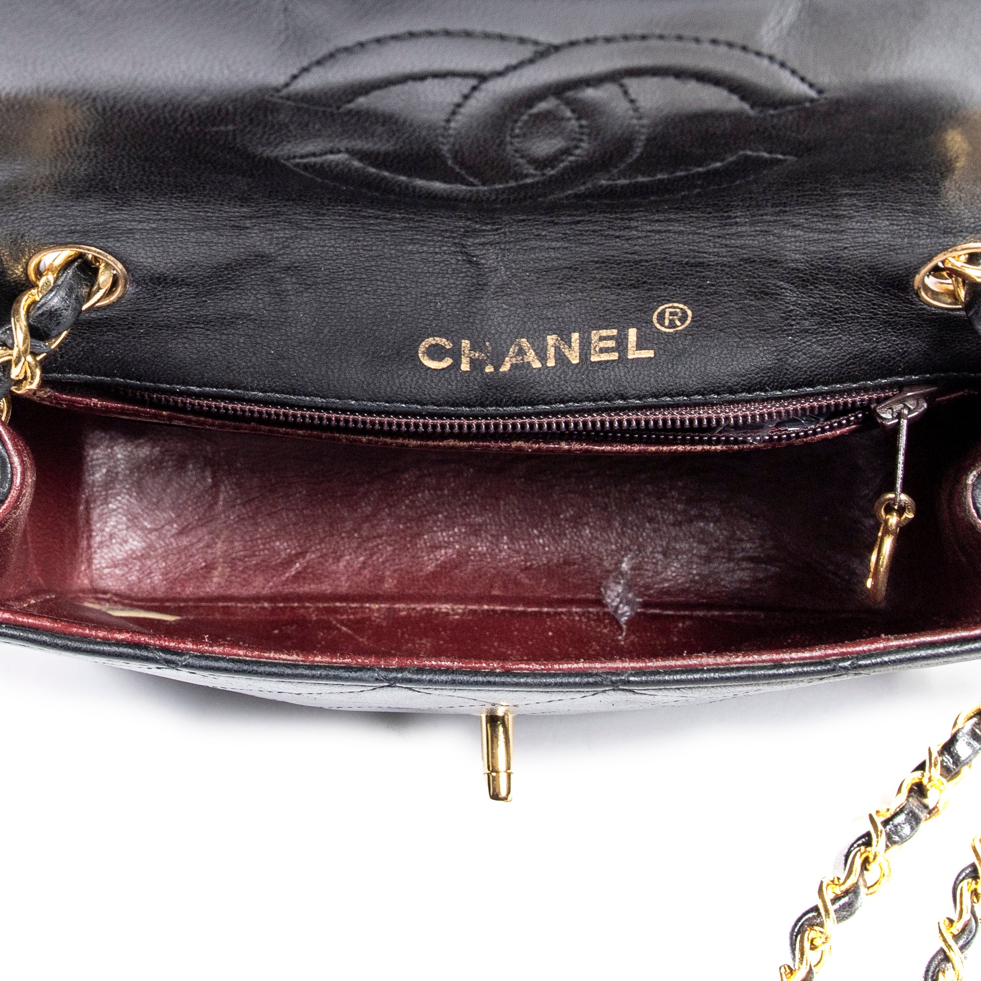 Shoulder Bag Mini Classic Chain Crossbody Flap Black Quilted Lambskin Leather
