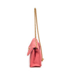 Shoulder Bag Mini Straight Single Flap Pink Vertical Quilted Canvas
