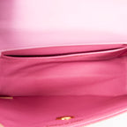Shoulder Bag Mini Straight Single Flap Pink Vertical Quilted Canvas