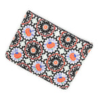 Handbag Dubai Paris O-Case Zip Pouch Black Multicolor Quilted Printed Canvas