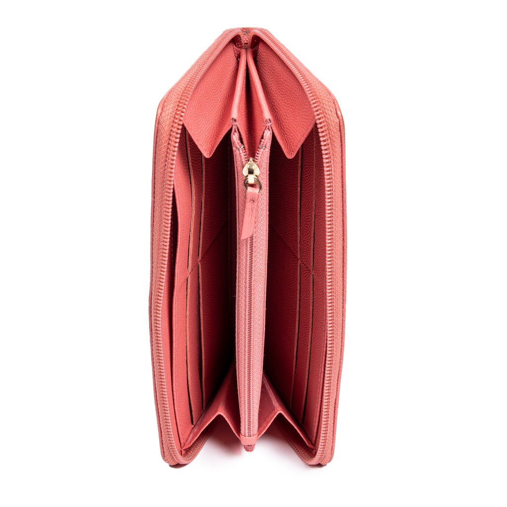 Wallet Timeless CC Zip Around Long Wallet Pink Caviar Leather